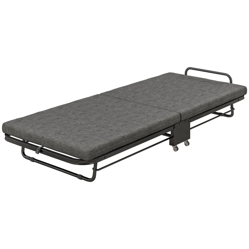 Portable Folding Bed for Guests Lightweight Compact Design Easy Storage Grey Color