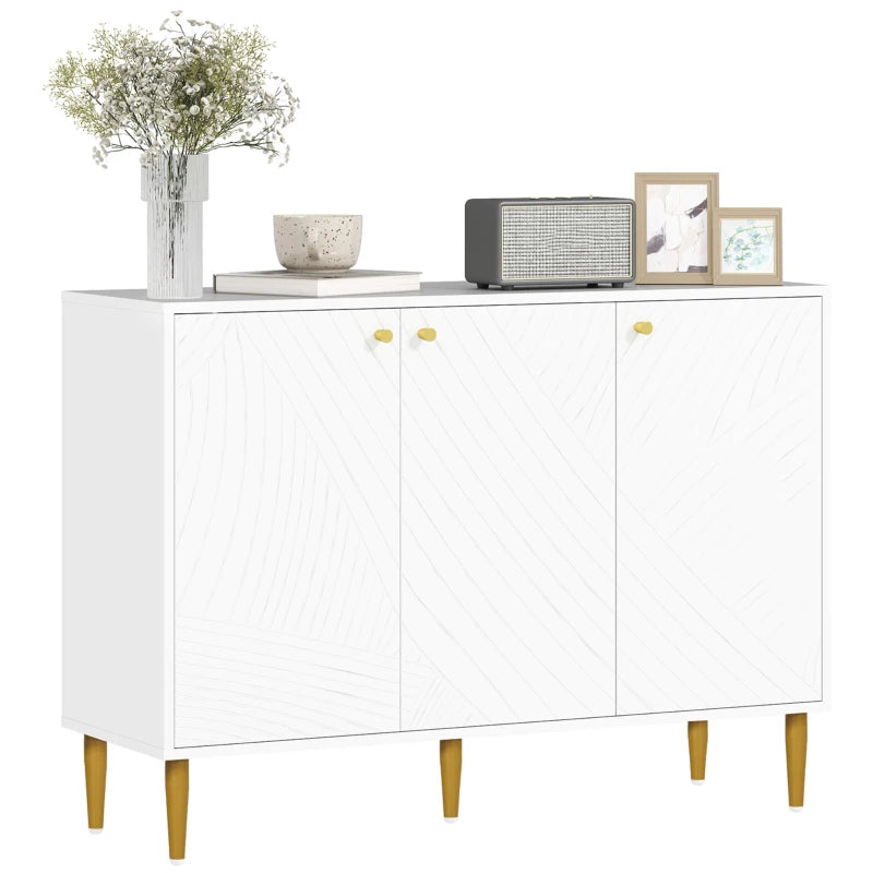 Elegant White and Gold Two-Cupboard Sideboard for Stylish Storage
