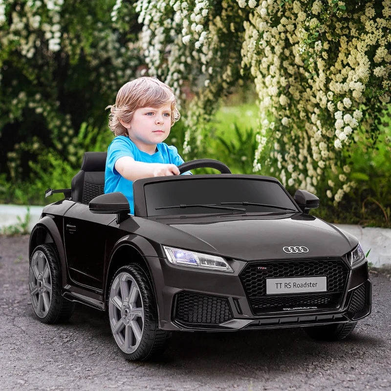 Kids Licensed Audi TT 12V Ride-On Car with Remote, Suspension, Headlights & MP3 Player - Black, 2.5-5km/h