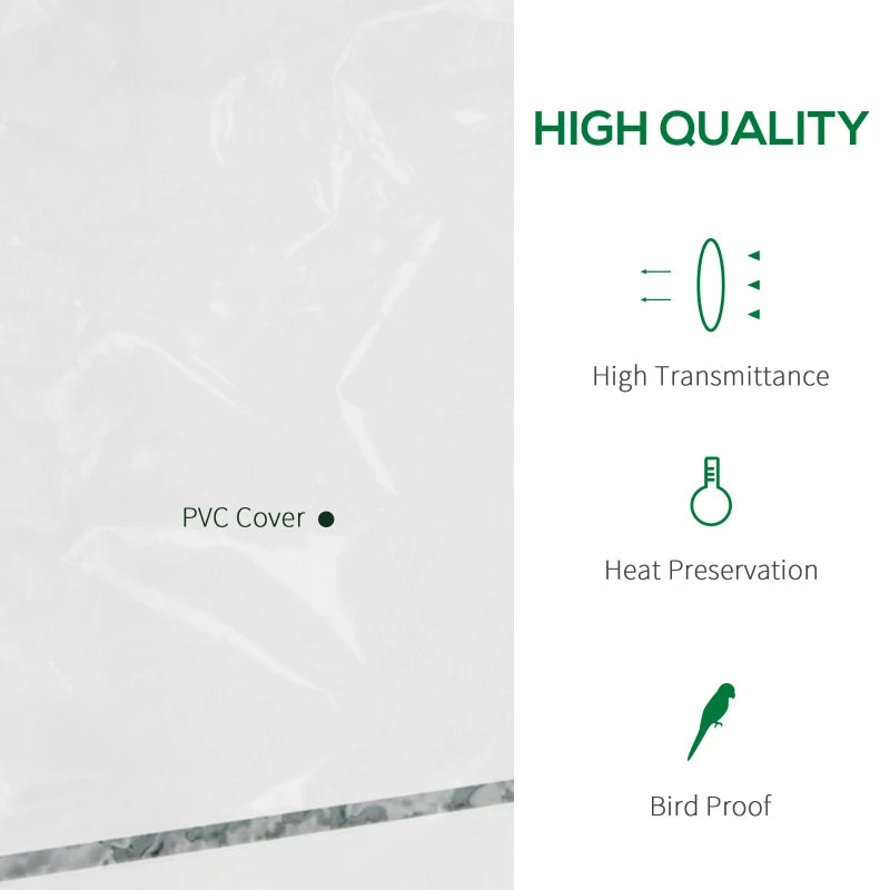 4-Tier Green Walk-in Greenhouse with Roll-up Door, Steel Frame, 143x73x195cm