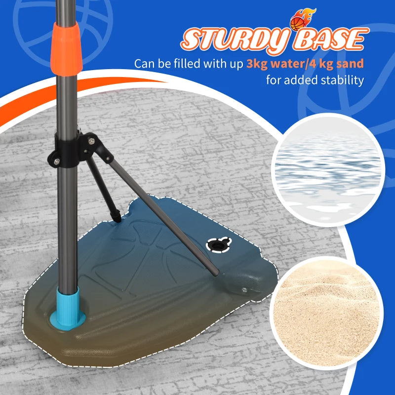 Adjustable Kids Basketball Hoop Portable Stand Set with Ball Pump and Netting Backboard