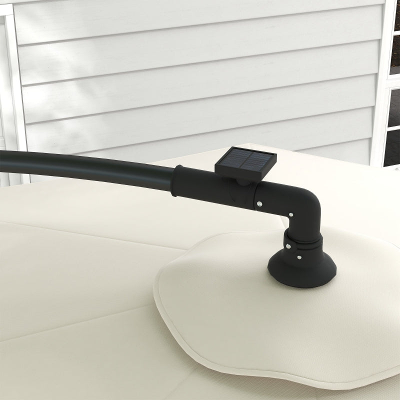 Beige 3m Solar LED Cantilever Parasol