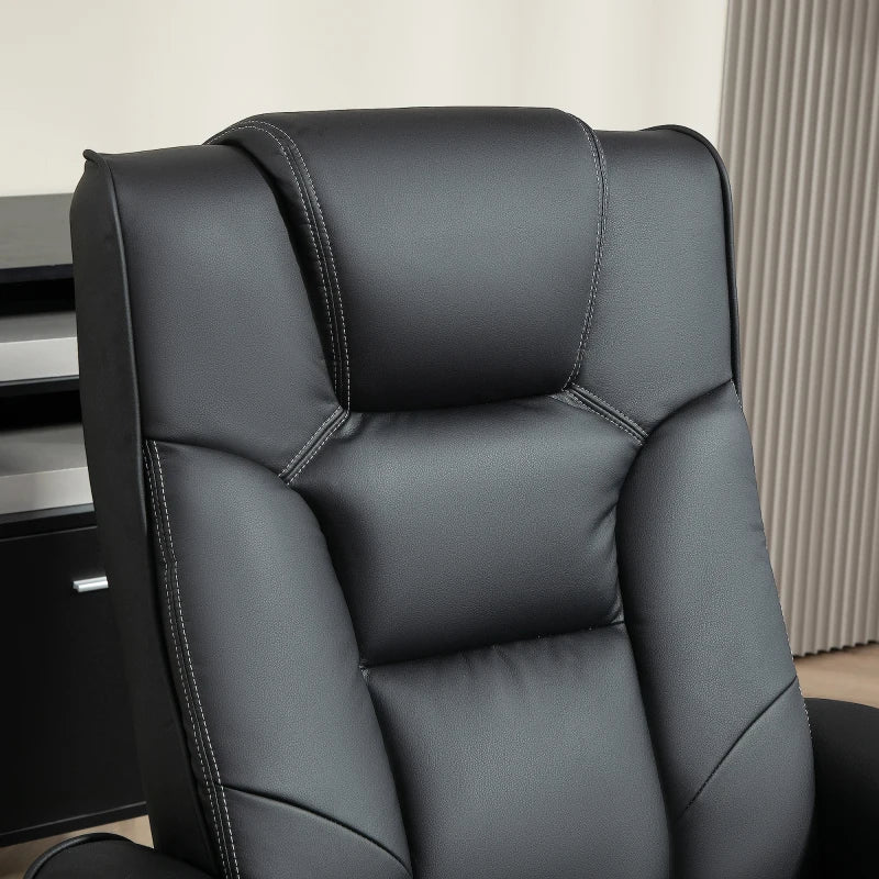 Black Faux Leather Manual Recliner and Footstool Set for Ultimate Comfort and Relaxation