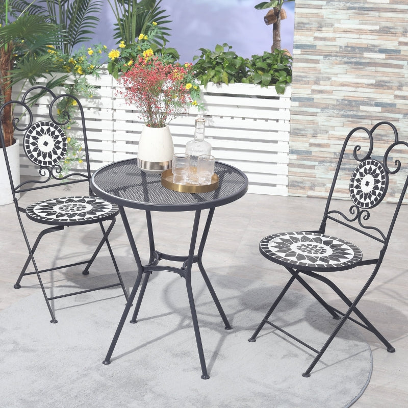 Dark Grey Metal Round Garden Bistro Table - 60cm