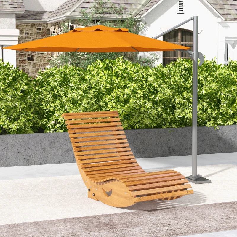 Teak Slatted Outdoor Rocking Chair - Wooden, 130cm x 60cm
