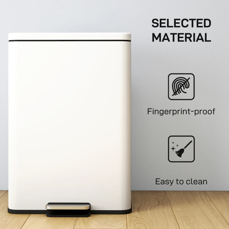 20L Cream Kitchen Bin with Soft-Close Lid, Stay-Open Function & Removable Inner Bucket - Ideal for Home & Office