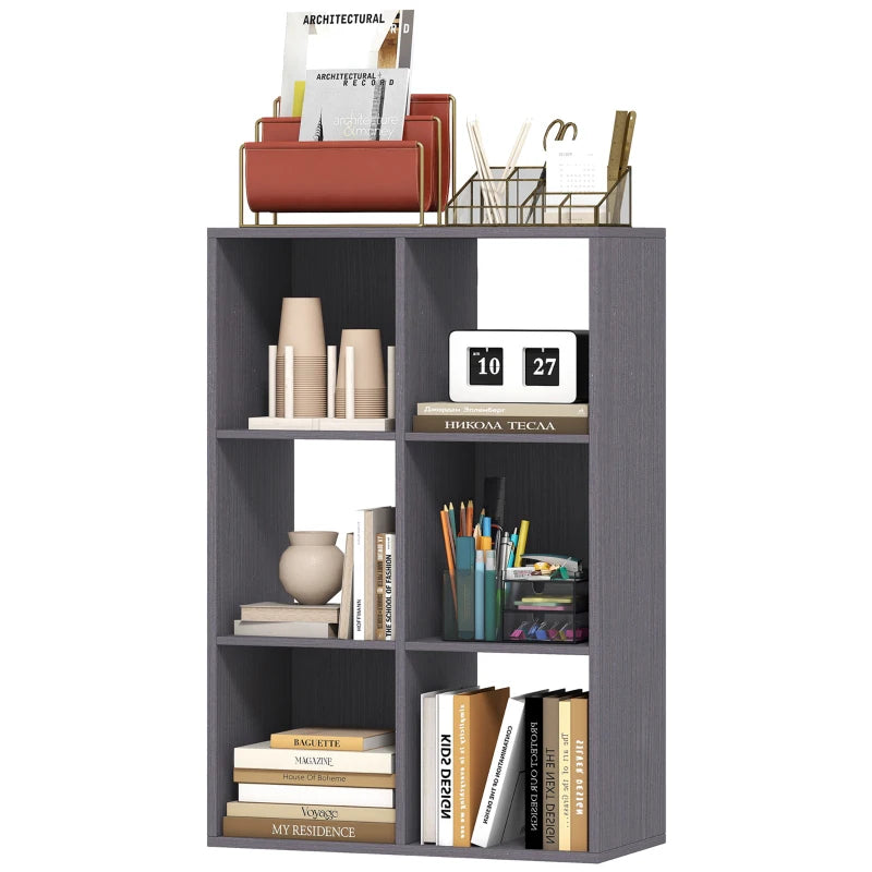 Stylish 6-Cube Bookshelf in Grey - Modern Storage Solution for Home or Office, Perfect for Organizing Books and Decor