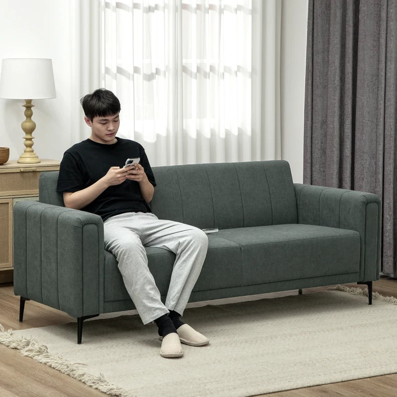 Modern Grey Three-Seater Sofa for Relaxed Living Room Comfort