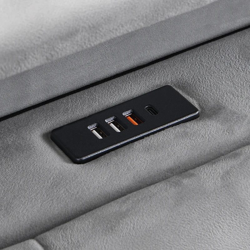 Velvet Upholstered Double Bed with Storage & LED Light Strip, 4 USB Ports, Grey - 204L x 140W x 107H cm