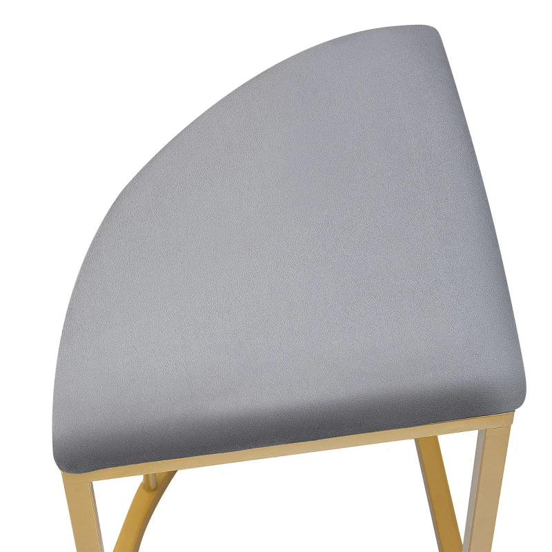 Modern Gold Dining Table Set with 4 Small & 2 Large Stools, Steel Frame, 140x70x76 cm, 120 kg Capacity