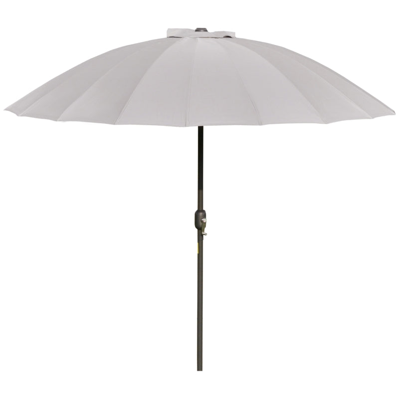2.5m Tilting Parasol with Pleated Canopy - Light Grey