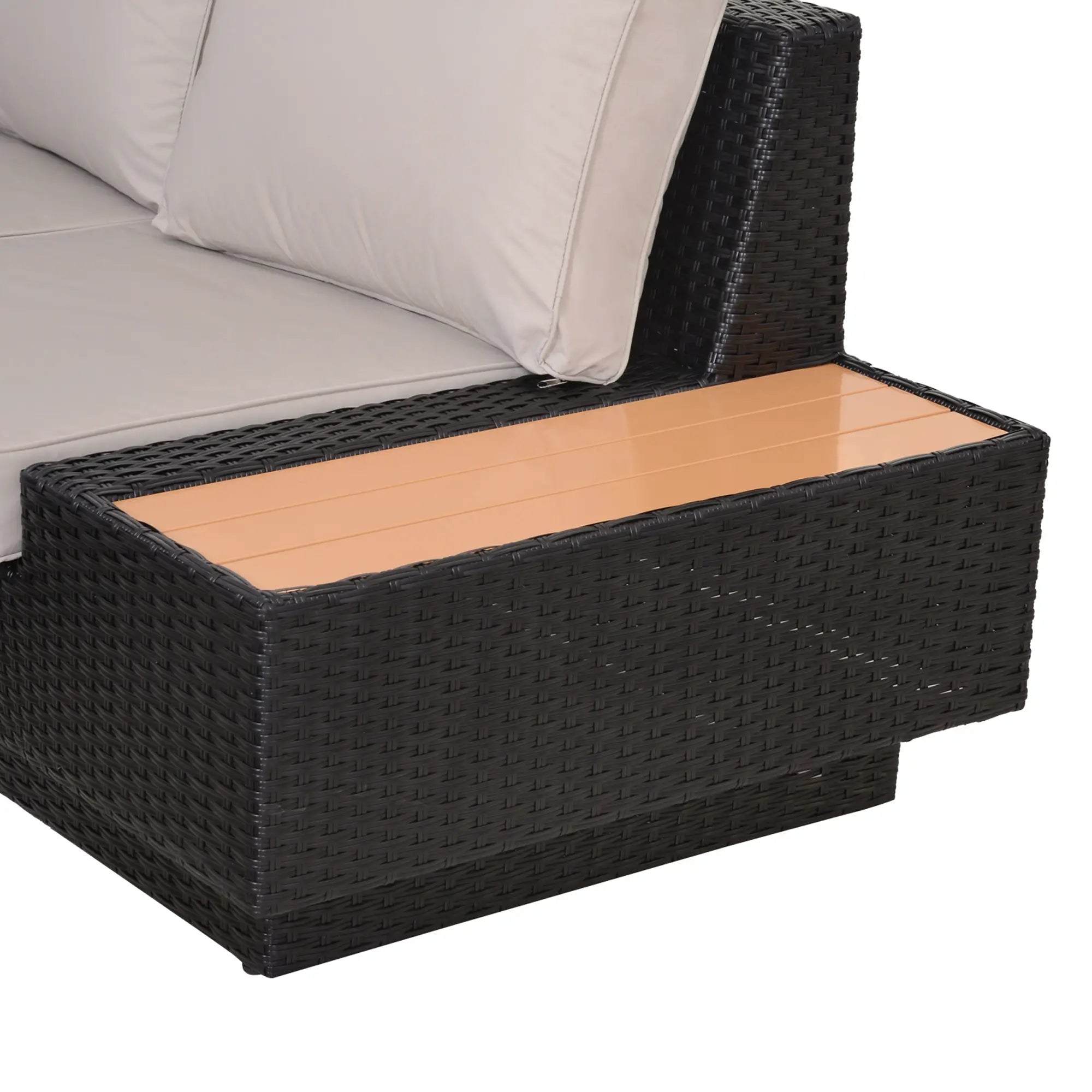 Luxury Black Rattan 4-Piece Outdoor Corner Sofa Set