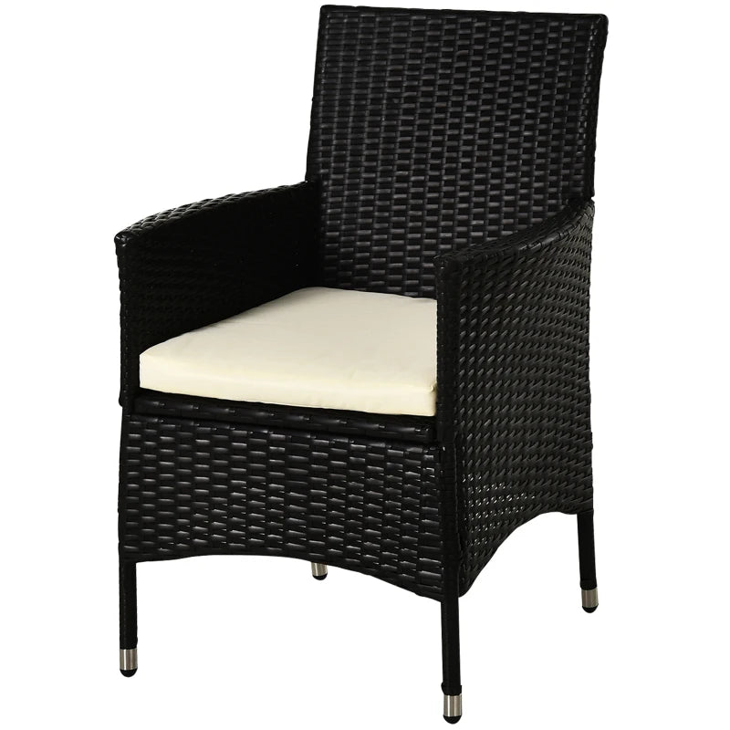 Deep Coffee Rattan Armchair Set with Cushions