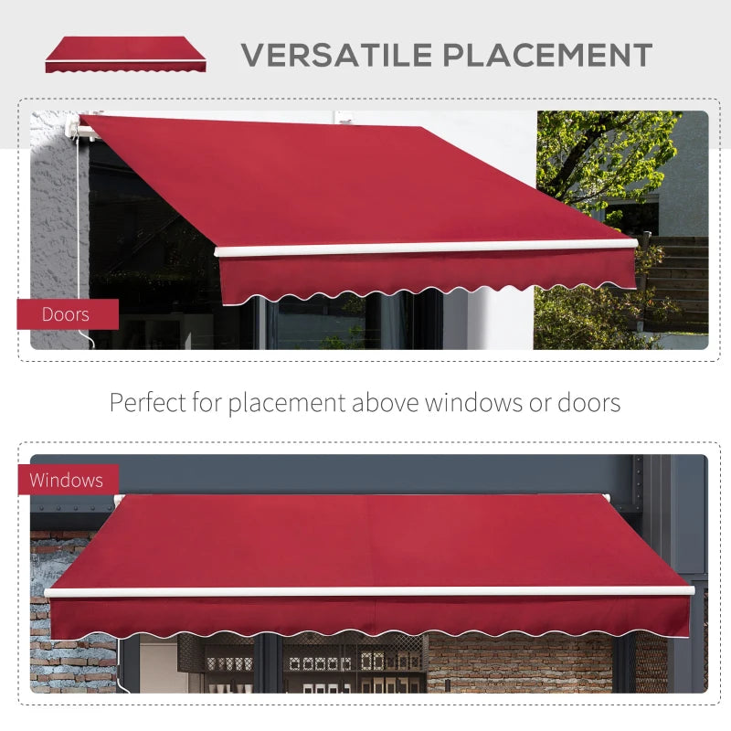 4m x2.5m Manual Awning With Handle - Red