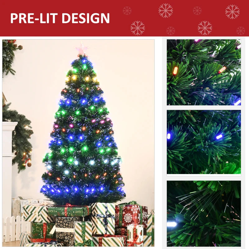 5FT Pre-Lit Artificial Christmas Tree with Star Topper & Metal Base - Perfect Holiday Home Decoration