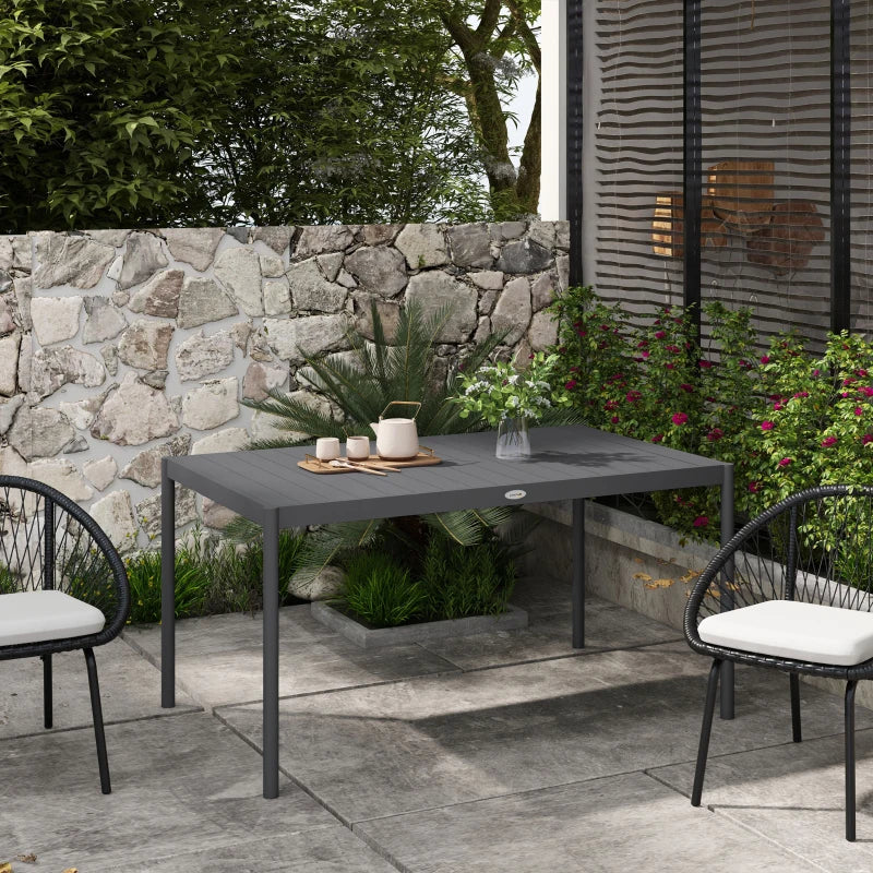 6-Seater Outdoor Dining Table - Aluminum Top, Steel Legs (Grey)