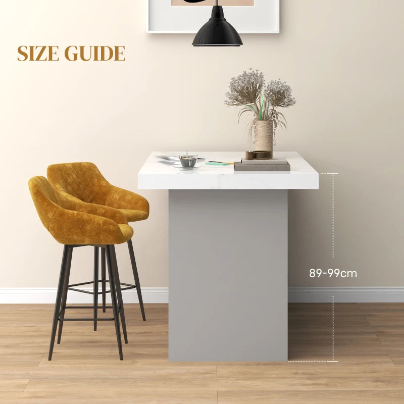 Set of 2 Brown Velvet-Feel Bar Stools - Stylish Modern Seating for Kitchen Island or Home Bar