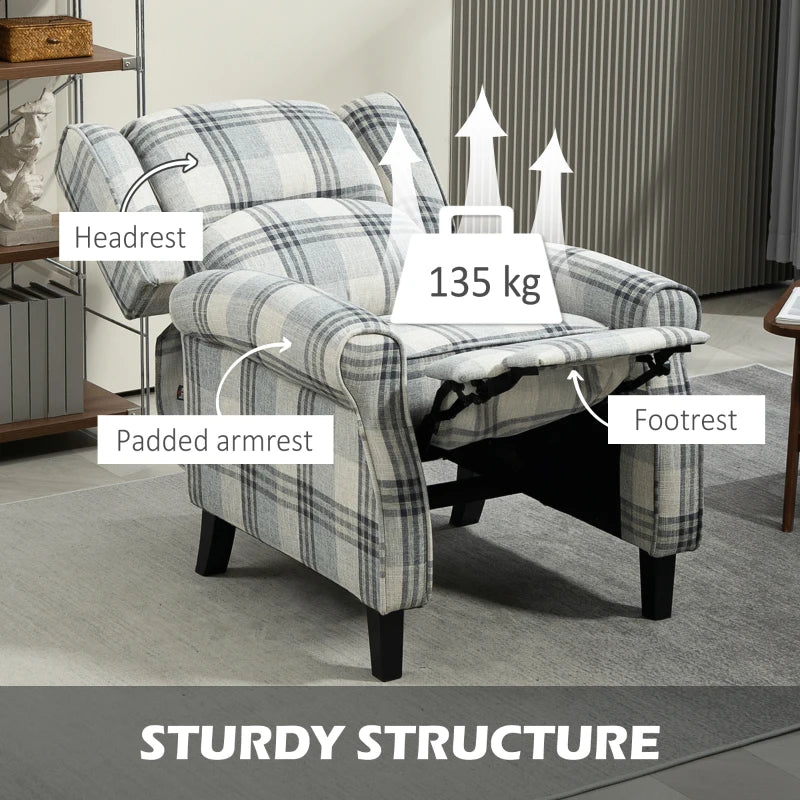 Striped 160° Reclining Armchair with Footrest for Ultimate Comfort and Relaxation