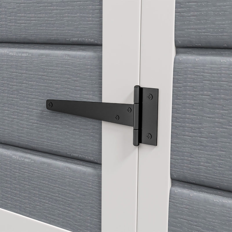 6ft x 4.5ft Grey Metal Shed - Lockable Garden Shed with Double Doors, Window, Vent and Plastic Roof