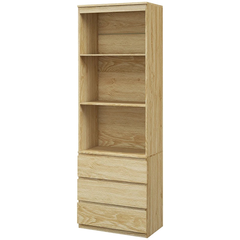 180cm Tall Wood Effect Bookcase with Shelves and Drawers - Stylish Storage Solution for Home or Office