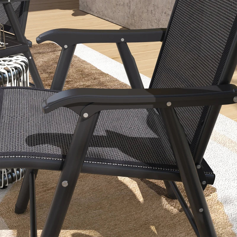 4-Pack Folding Metal Outdoor Chairs with Breathable Mesh Seat, Dark Grey