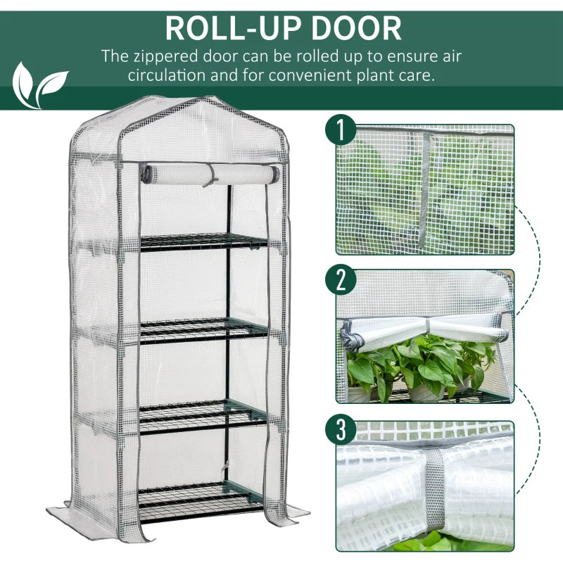 Compact Green 4-Tier Portable Plant Grow Shed 160x70x50cm