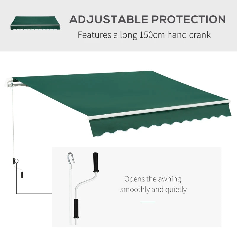 4m x 2.5m Manual Awning Sun Shade - Green