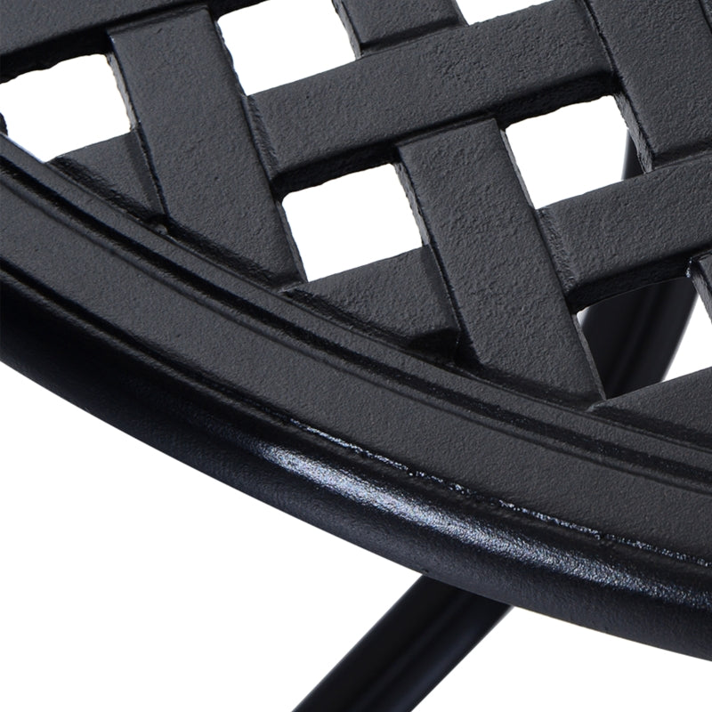 Black 85cm Round Outdoor Dining Table with Umbrella Hole