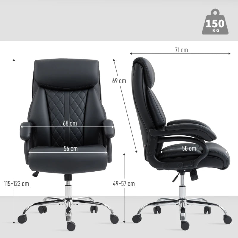 Ergonomic Executive Office Chair with Spring Padding in Black