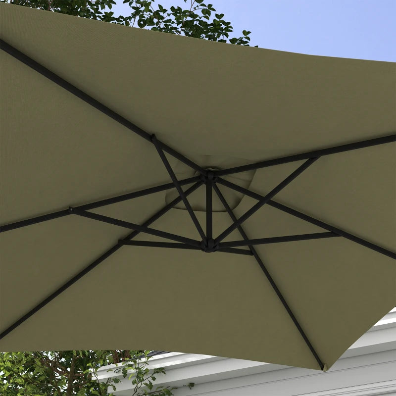 Beige 3m Square Cantilever Parasol with Cross Base