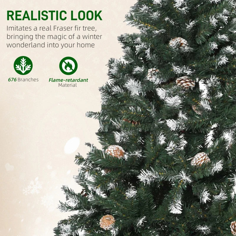 5FT Artificial Christmas Tree with Pine Cones - Automatic Open Holiday Decoration for Home - Lush Green Xmas Tree