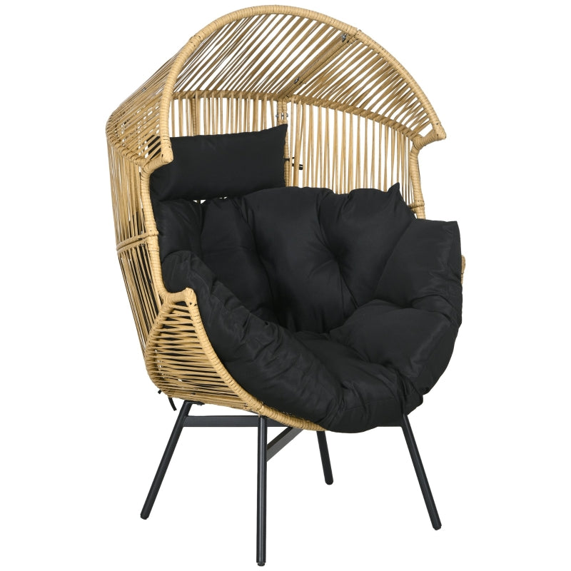 Sand/Black Rattan Egg Chair with Padded Cushion