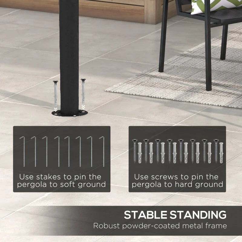 3m x 4m Cream Metal Frame Pergola - Outdoor Garden Canopy