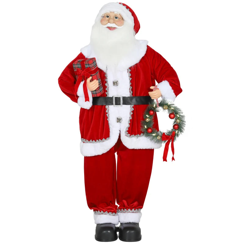 Singing and Dancing Santa Claus with Gift and Wreath - Festive Holiday Decor for Christmas Cheer