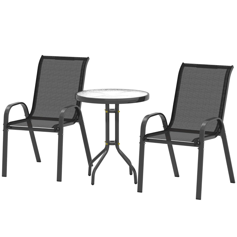 Three-Piece Black Outdoor Garden Furniture Set - Perfect for Patio and Balcony