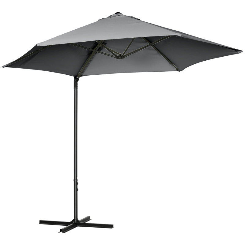 Dark Grey 2.5M Rotating Cantilever Patio Umbrella with Cross Base