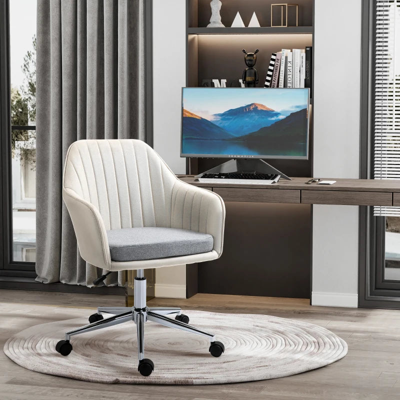 Vinsetto Beige Home Office Chair - Comfortable Swivel Desk Chair with Golden Base, Stylish Vanity Chair for Teens & Adults