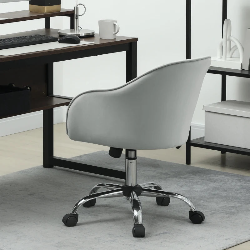 Stylish Grey Velvet-Feel Office Chair 46-56 cm Adjustable Height - Ergonomic Design for Comfort and Support