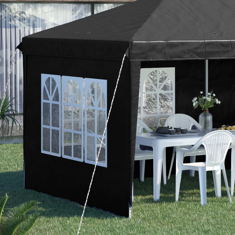 Black 3x6m Adjustable Pop Up Gazebo with Sidewalls & Storage Bag