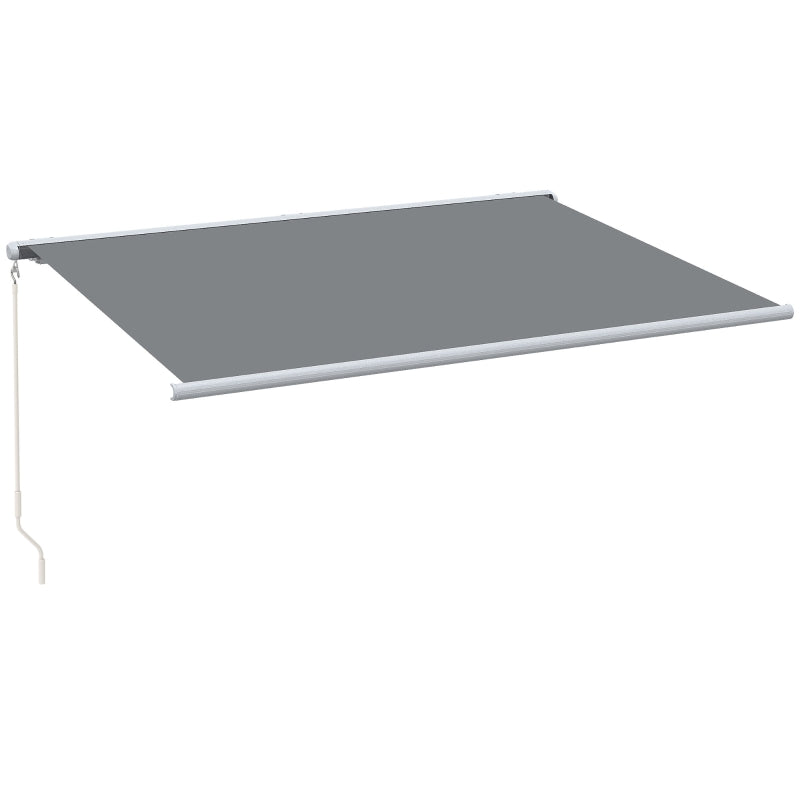 Grey 4m x 3m Retractable Awning With LED Light and Remote Controller