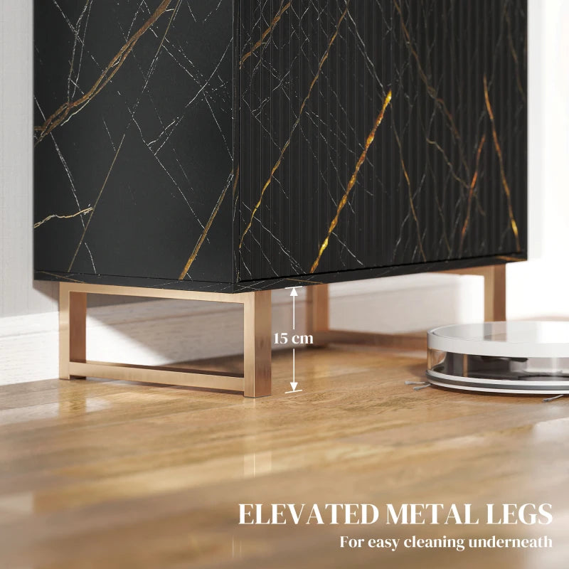 Elegant Black and Gold-Tone Storage Sideboard - Modern Design for Living Room, Dining Room, or Entryway