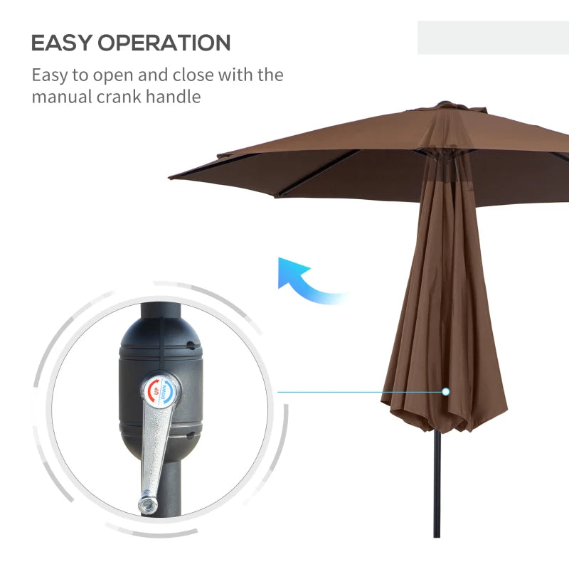 3m Tilted Garden Umbrella with Crank Handle, Sun Shade for Outdoor Spaces - Blue