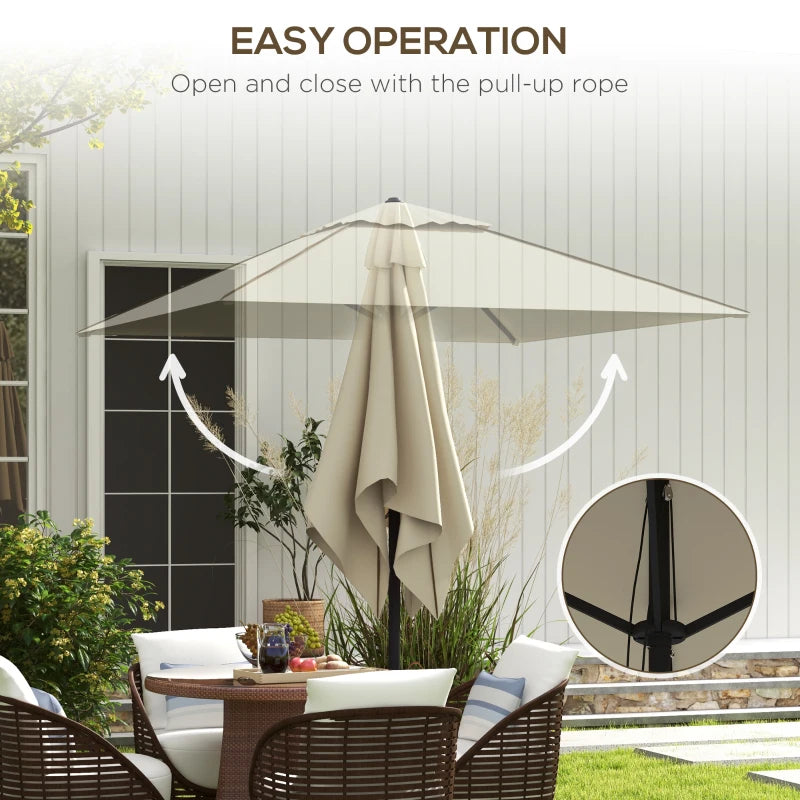 Square Beige/Brown Canopy Parasol with Contrast Piping - 215cm