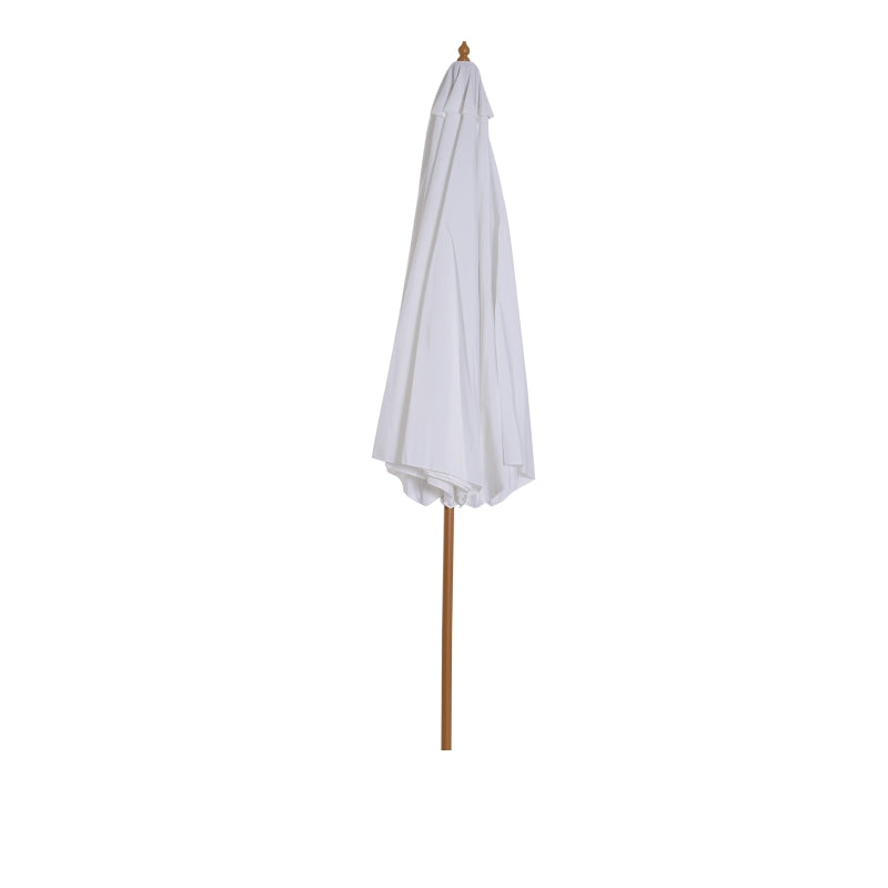 Cream White 3m Wooden Patio Umbrella with Pulley Mechanism