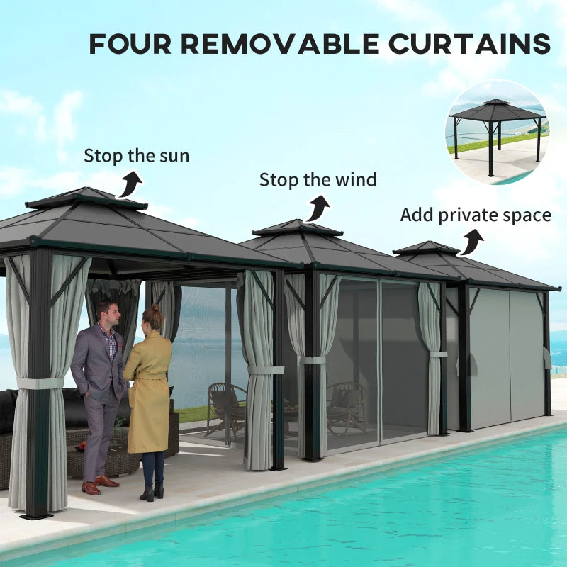 3m x 3m Hardtop Gazebo - Grey Aluminium Frame with UPF30+ Double Polycarbonate Roof
