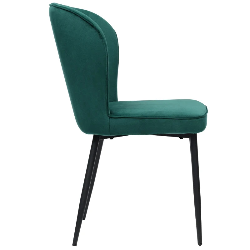 Set of 2 Modern Velvet Wingback Chairs with Metal Legs - Stylish Accent Chairs for Dining Room & Living Room, Green