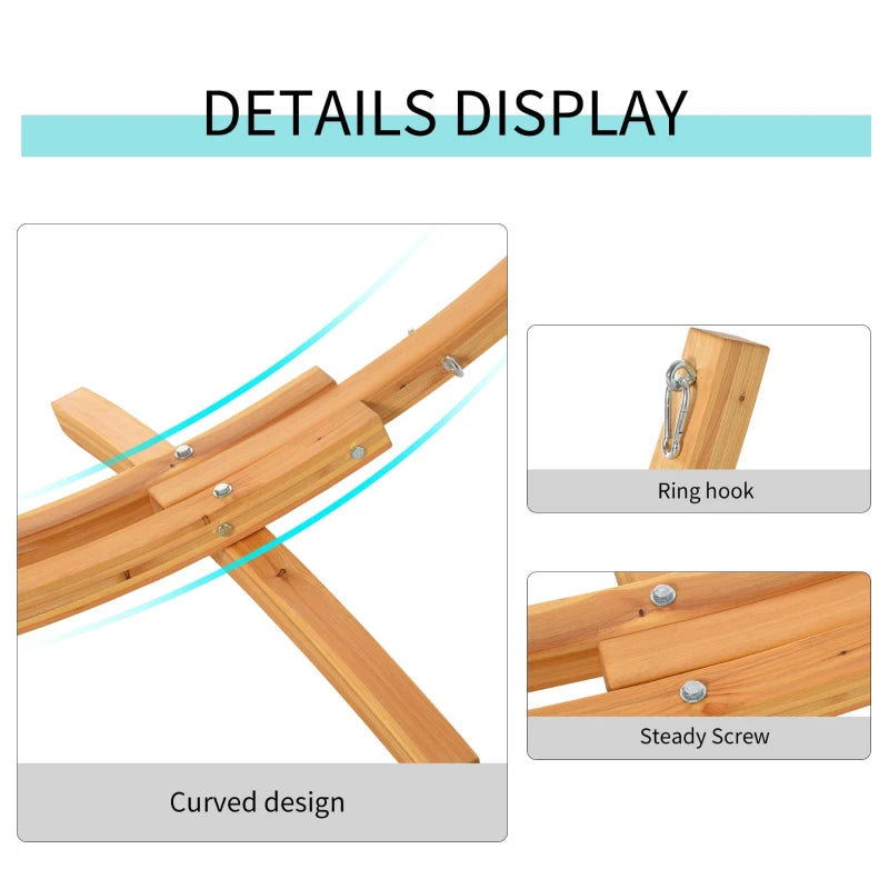 Wooden Hammock Stand - Universal Fit - Garden Picnic Camp - 3.25m - Natural