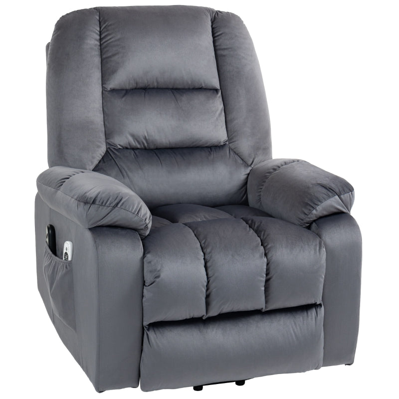 Eight-Point Massage Armchair with Heat and Reclining Backrest in Grey for Ultimate Comfort