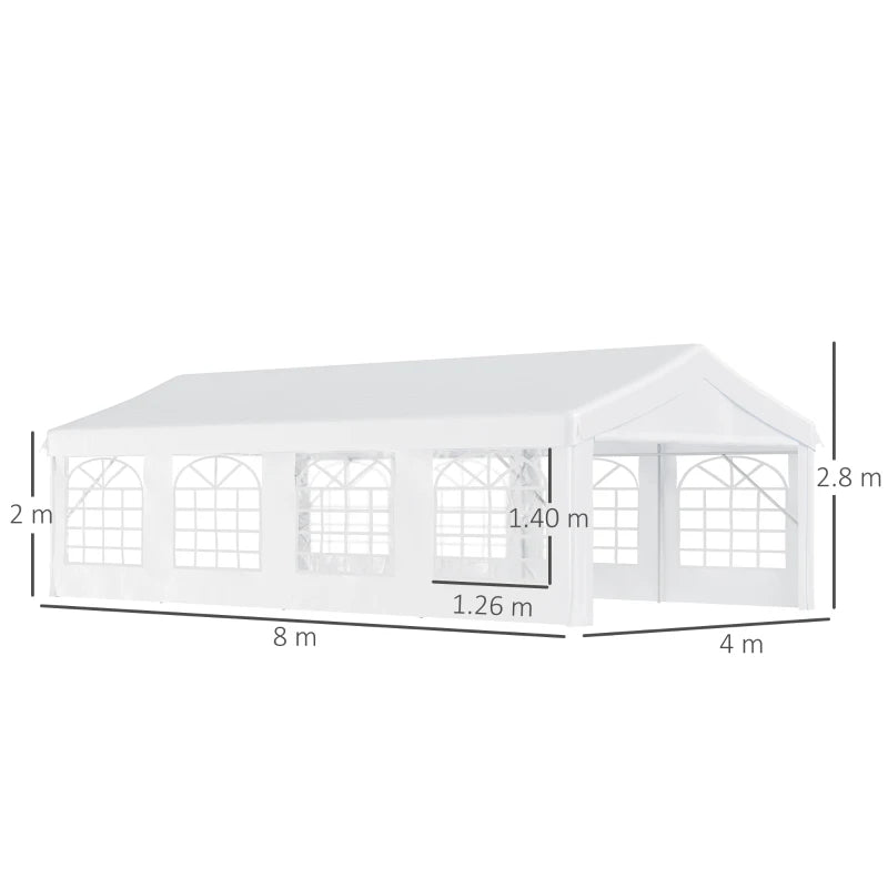 8m x 4m Heavy Duty Garden Gazebo Party Tent Waterproof Carport Event Shelter Outdoor Canopy
