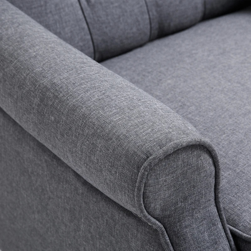 Vintage Wingback Recliner Armchair with Nail Head Trim and Button Tufted Back for Living Room, Grey